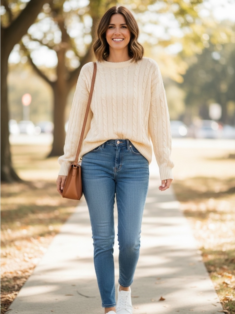 wild fable Yellow/Pid Cable Knit Crewneck Sweater
